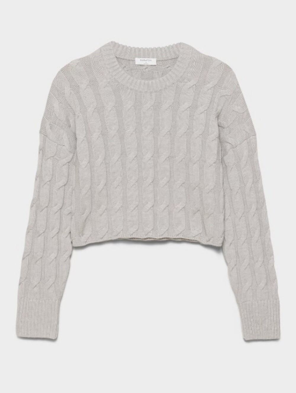 Babaton Aritzia 100% Wool Cable Knit Cropped Grey Sweater Women's Size S